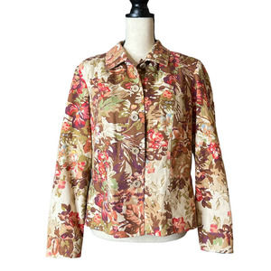 Coldwater Creek Lightweight Jacket in Fall Floral Colors Size 14 Petite.